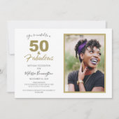 ブラック金ゴールド50と素晴らしい誕生日パーティーの写真 招待状 (正面)