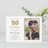 ブラック金ゴールド50と素晴らしい誕生日パーティーの写真 招待状 (スタンド正面)