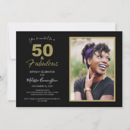 ブラック金ゴールド50と素晴らしい誕生日パーティーの写真 招待状