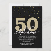 ブラック金ゴールド50と素晴らしい誕生日パーティー 招待状 (正面)