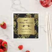 ブラック金ゴールド50周年結婚ナプキンス スタンダードカクテルナプキン (インサイチュ)