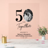 ブラック金ゴールド50周年結婚写真へようこそ アクリルサイン (ウェディング)