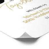 ブラック金ゴールド50周年結婚写真へようこそ ポスター (角)