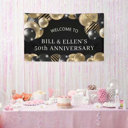 ブラック金ゴールド50周年記念へようこそ 横断幕 (パーティー)