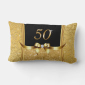 ブラック金ゴールド50周年記念ギフトアイディア記念日 ランバークッション (裏面)