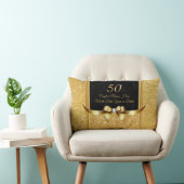 ブラック金ゴールド50周年記念ギフトアイディア記念日 ランバークッション (椅子)