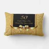 ブラック金ゴールド50周年記念ギフトアイディア記念日 ランバークッション (正面)