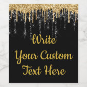 ブラック金ゴールド50周年記念パーティー誕生日グリッター ワインラベル (シングルラベル)