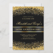 ブラック金ゴールド50周年記念結婚パーティー 招待状 (正面)