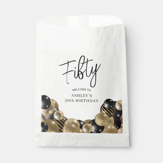 ブラック金ゴールド50誕生日 フェイバーバッグ (正面)
