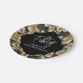 ブラック金ゴールド50誕生日 ペーパープレート (アングル)