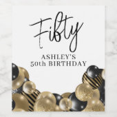 ブラック金ゴールド50誕生日 ワインラベル (シングルラベル)