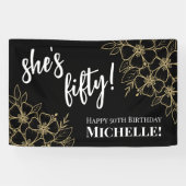 ブラック金ゴールド50誕生日 横断幕 (横)