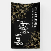 ブラック金ゴールド50誕生日 横断幕 (縦)