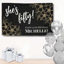 ブラック金ゴールド50誕生日 横断幕
