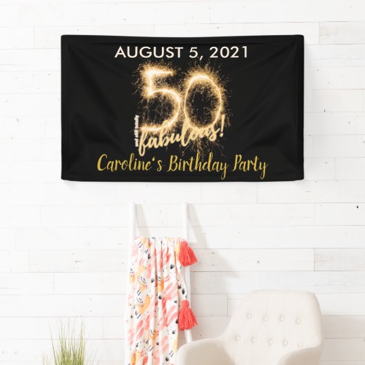 ブラック金ゴールド50 & still素晴らしい50th誕生日パーティー 横断幕 (インサイチュ)