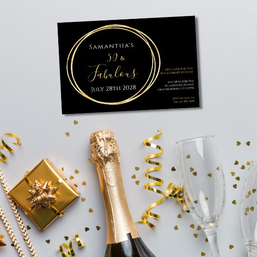 ブラック金ゴールド50thバースデーパーティー 招待状