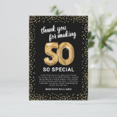 ブラック金ゴールド50th大人誕生日 サンキューカード (スタンド正面)