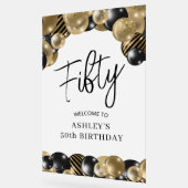 ブラック金ゴールド50th誕生日へようこそ アクリルサイン (傾斜)