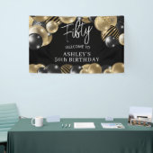 ブラック金ゴールド50th誕生日へようこそ 横断幕 (トレードショー)