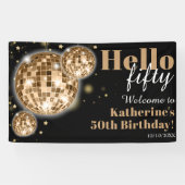 ブラック金ゴールド50th Birthday Party Welcome 横断幕 (横)