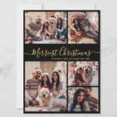 ブラック金ゴールド5 Photo Collage メリー Christmas シーズンカード (正面)