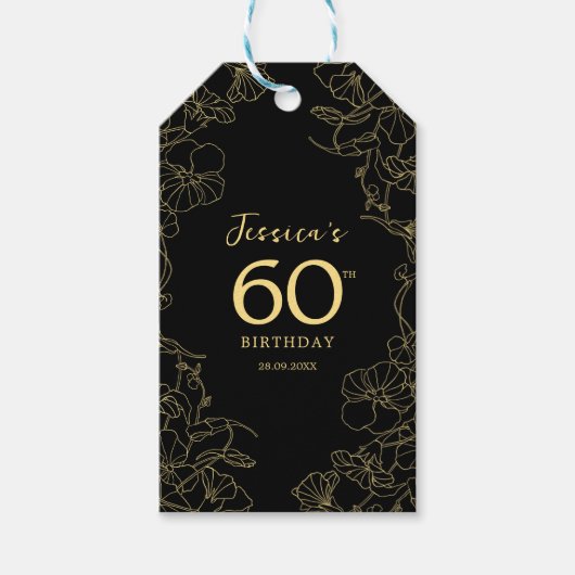 ブラック金ゴールド60誕生日 ギフトタグ (正面)