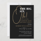 ブラック金ゴールド60thサプライズ誕生日 招待状 (正面)