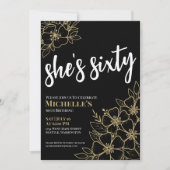 ブラック金ゴールド60thバースデーパーティー 招待状 (正面)