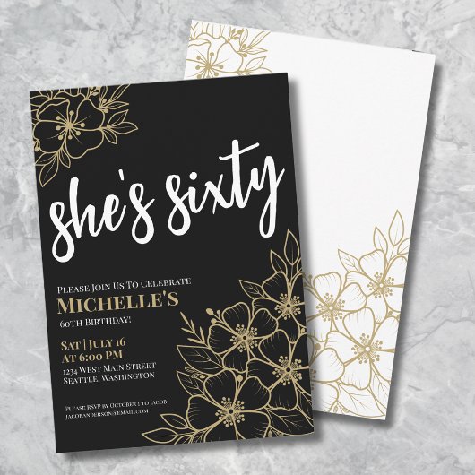 ブラック金ゴールド60thバースデーパーティー 招待状