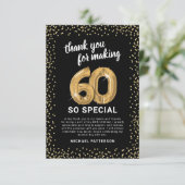 ブラック金ゴールド60th大人誕生日 サンキューカード (スタンド正面)