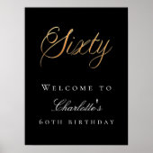 ブラック金ゴールド60th birthday party welcome ポスター (正面)