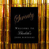 ブラック金ゴールド70th birthday party welcome ポスター