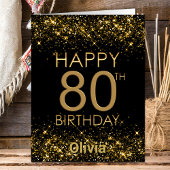 ブラック金ゴールド80番目の誕生日カード カード