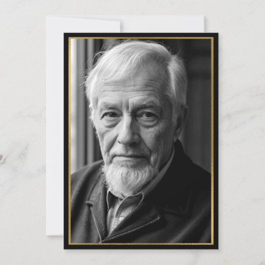 ブラック金ゴールド80誕生日フォトサプライズパーティー 招待状 (裏面)