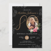 ブラック金ゴールド80thバースデーパーティー 招待状 (正面)