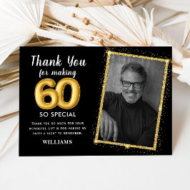 ブラック金ゴールド80th大人誕生日フォト招待状 招待状