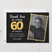 ブラック金ゴールド80th大人誕生日フォト招待状 招待状 (正面)