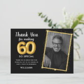 ブラック金ゴールド80th大人誕生日フォト招待状 招待状 (スタンド正面)