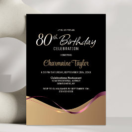 ブラック金ゴールド80th Birthday Partyへの招待 招待状