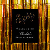 ブラック金ゴールド80th birthday party welcome ポスター