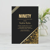 ブラック金ゴールド90th誕生日ディナーパーティー 招待状 (スタンド正面)