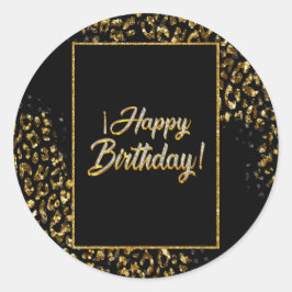 ブラック金ゴールド&ジュエルヒョウ ラウンドシール