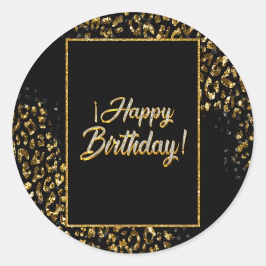 ブラック金ゴールド&ジュエルヒョウ ラウンドシール (正面)