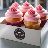 ブラック金ゴールド&ピンクベーカリービジネスケーキとフローラ ラウンドシール