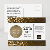 ブラック金ゴールド《写真》ぼけ味グリッタークーポン割引 ポストカード (正面/裏面)