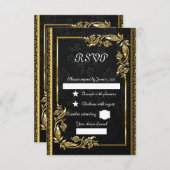 ブラック金ゴールド 出欠カード (正面/裏面)