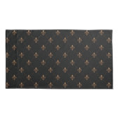 ブラック金ゴールド（紋章の）フラ・ダ・リエレガントラグジュアリーパターン 枕カバー (裏面-左)