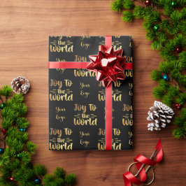 ブラック金ゴールドJoy to the World Retail カスタム Logo ラッピングペーパー