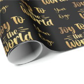 ブラック金ゴールドJoy to the World Retail カスタム Logo ラッピングペーパー (ロールコーナー)